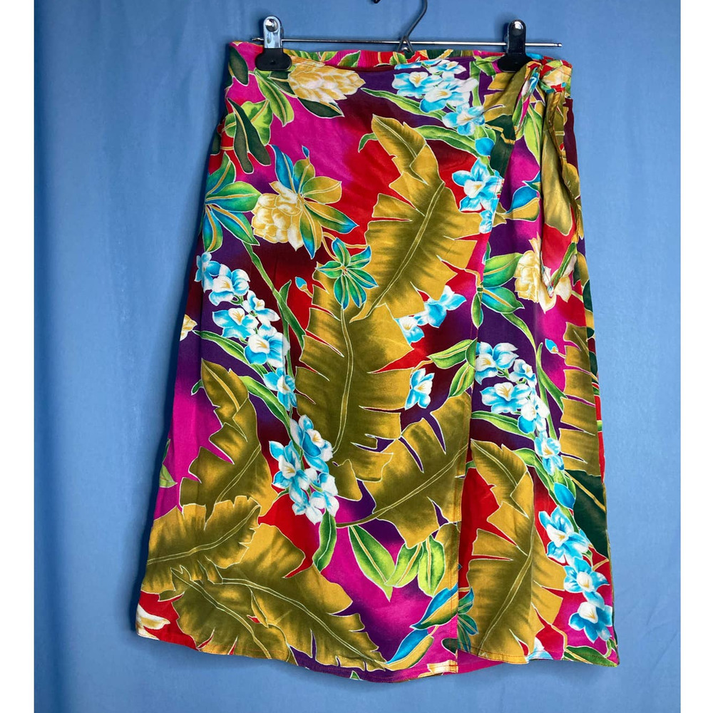 Vintage Diane Gilman 100% Silk Wrap Skirt Colorful Floral S